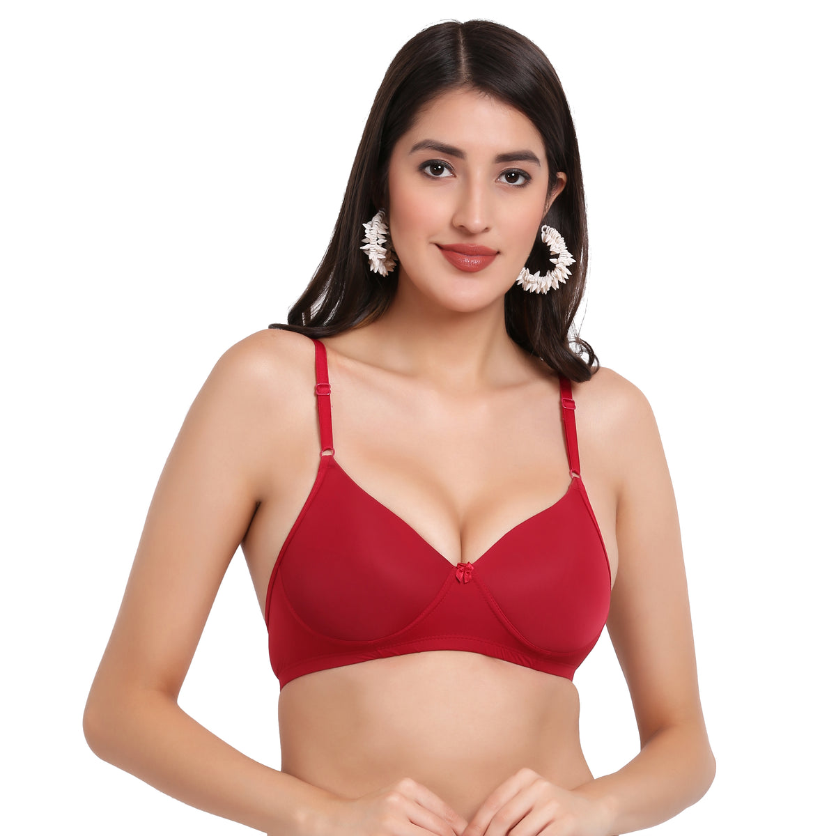 Cotton Lycra Lightly Padded Bra - Royal Maroon - Image 1