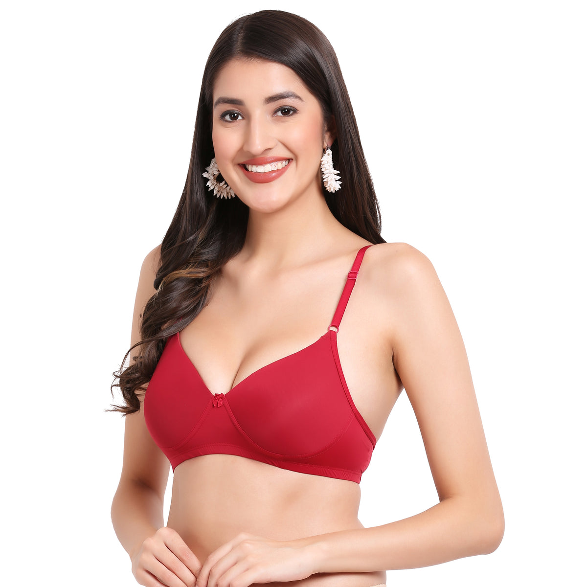 Cotton Lycra Lightly Padded Bra - Royal Maroon - Image 2