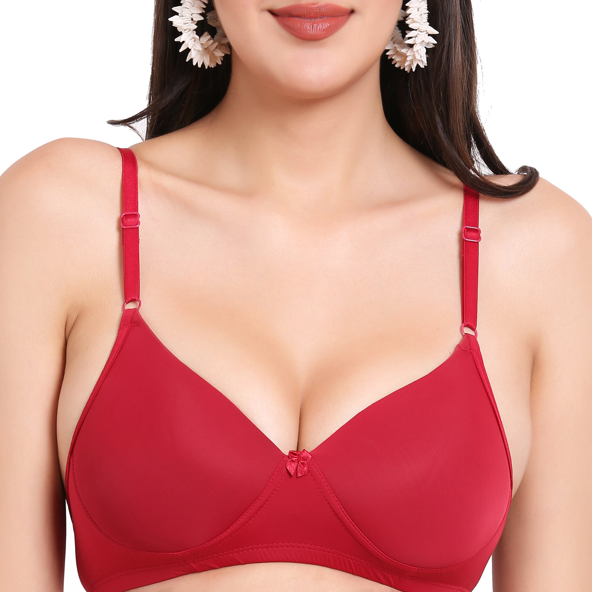 Cotton Lycra Lightly Padded Bra - Royal Maroon - Image 4