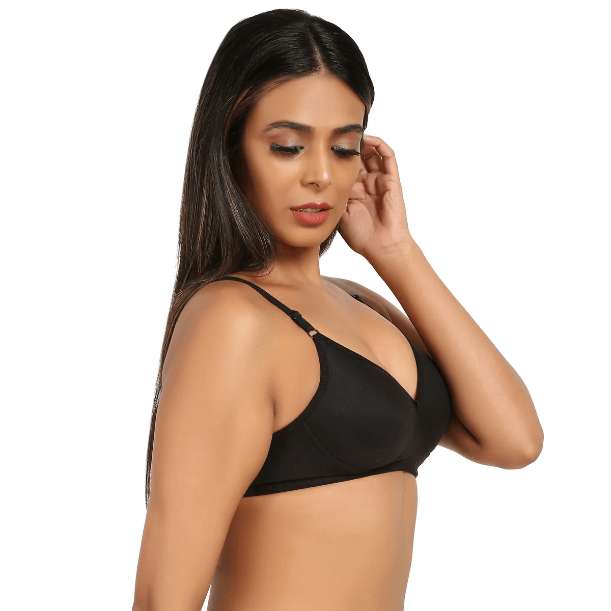 Cotton Lycra Lightly Padded Bra - Midnight Black - Image 6