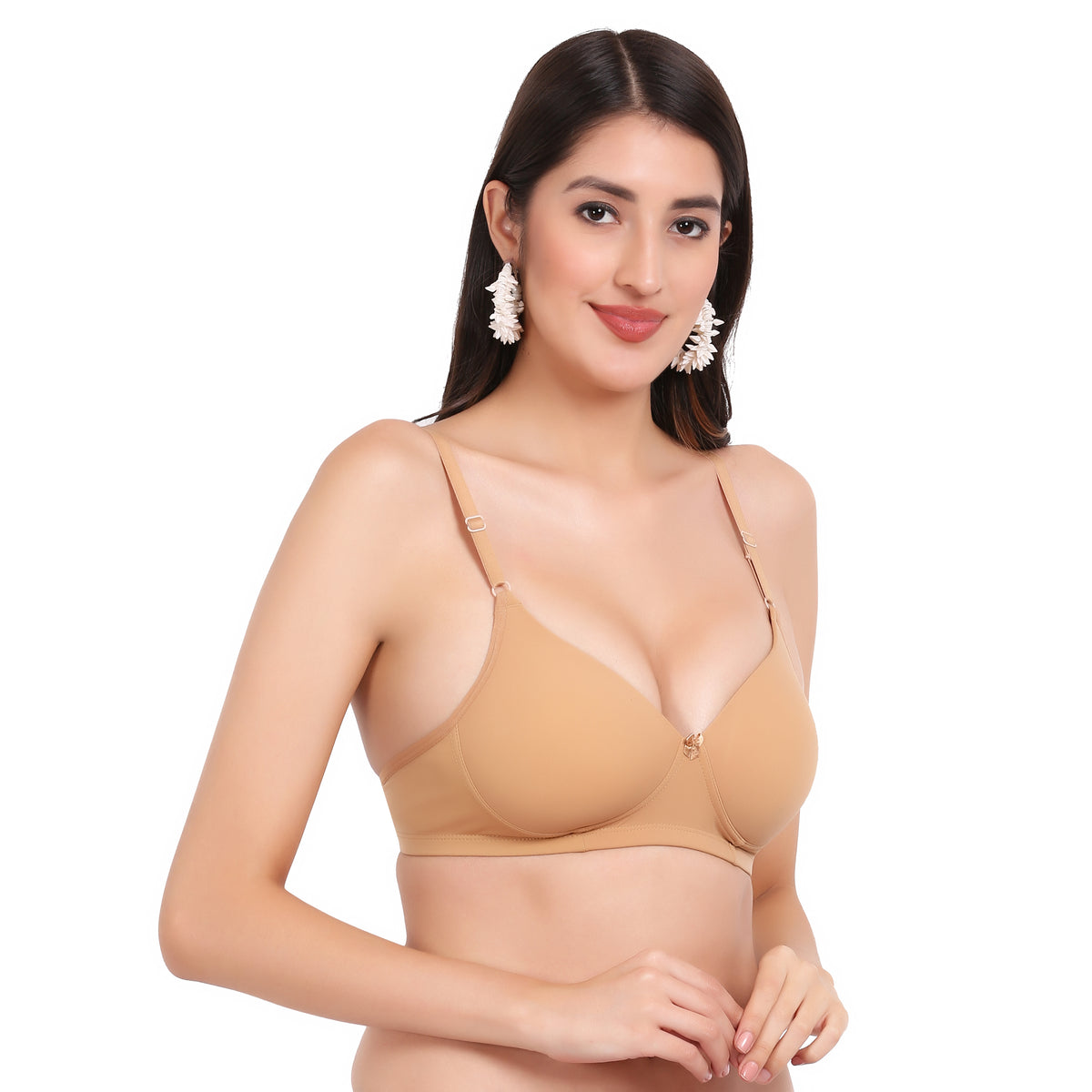 Cotton Lycra Lightly Padded Bra - Nude Skin Beige - Image 4