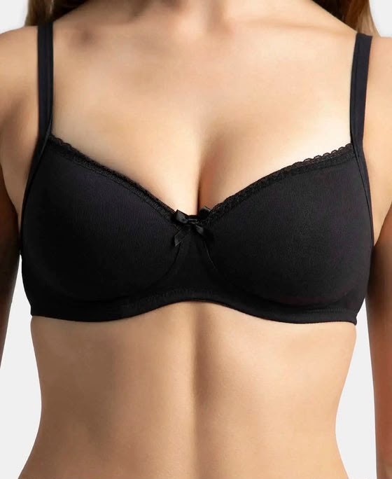 Bamboo Delicate Floral Lace Wired Padded Bra - Image 1