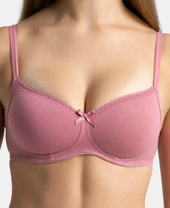 Bamboo Delicate Floral Lace Wired Padded Bra - Image 4