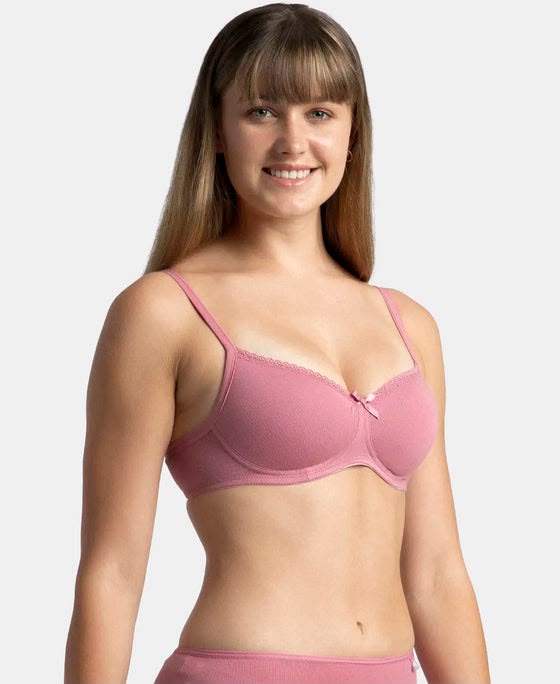 Bamboo Delicate Floral Lace Wired Padded Bra - Image 7