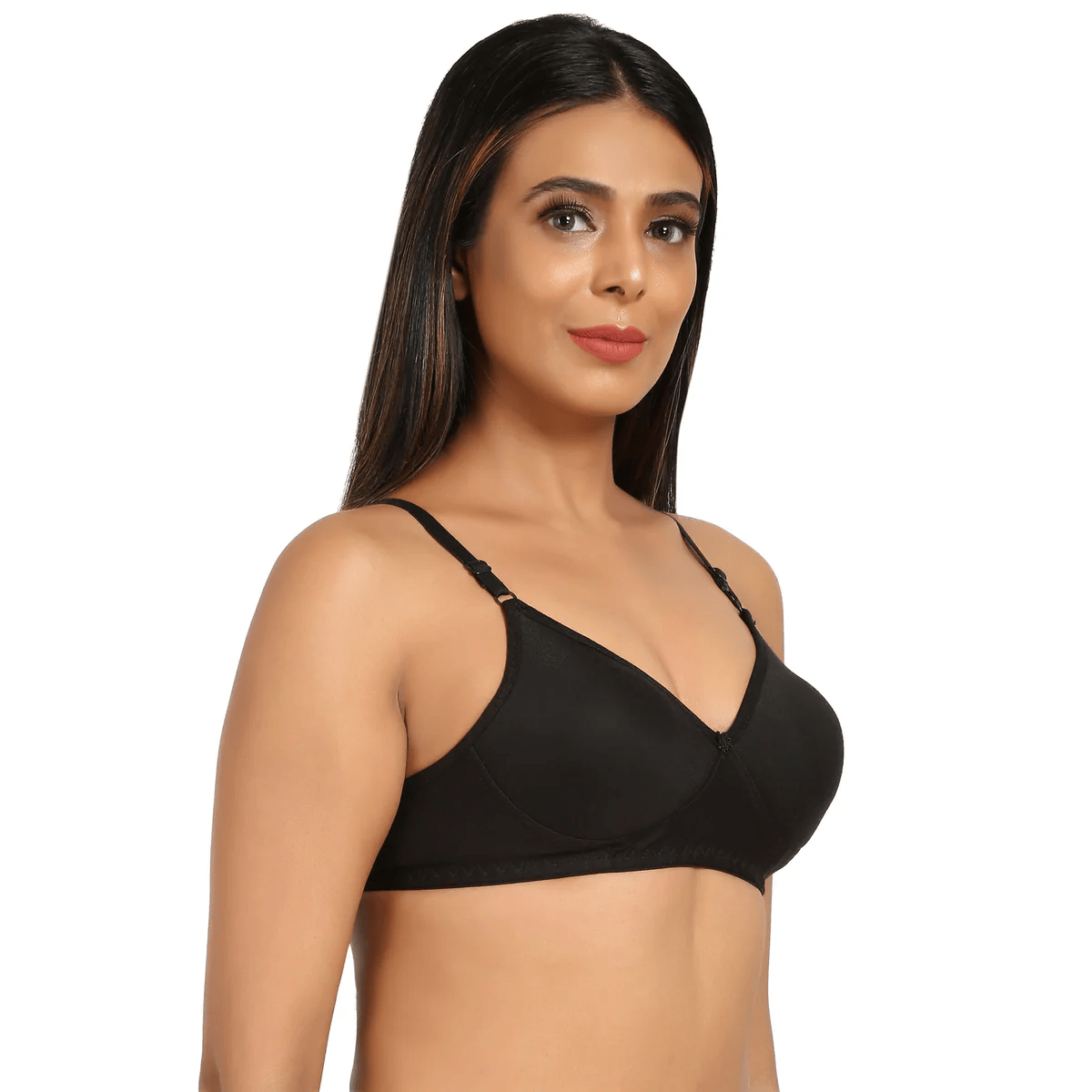 Cotton Lycra Lightly Padded Bra - Midnight Black - Image 2