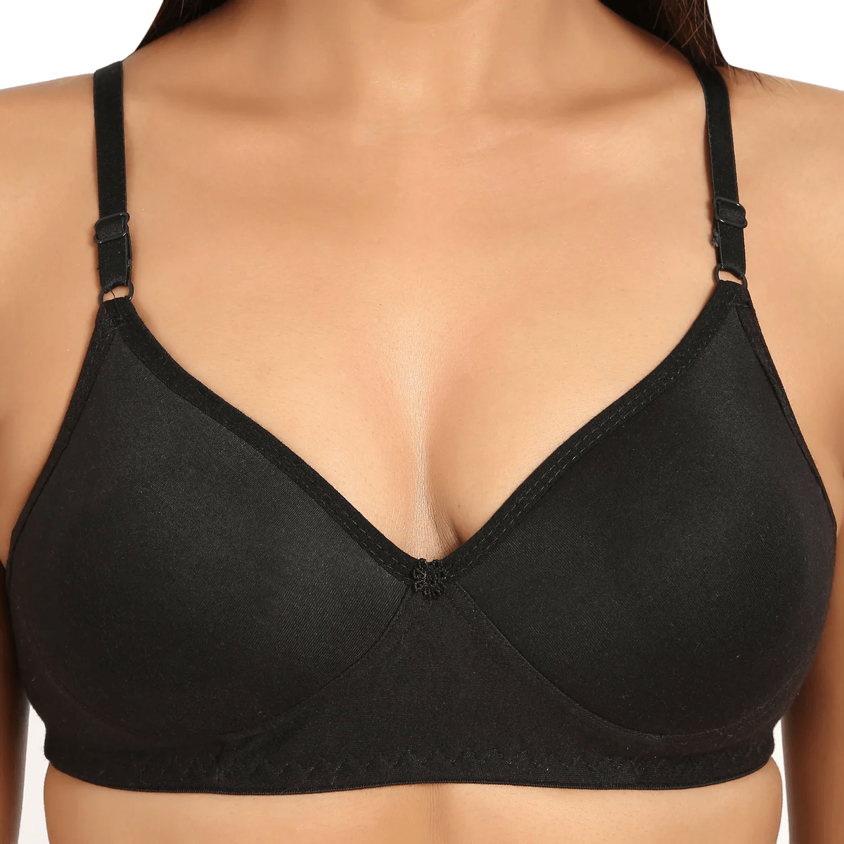 Cotton Lycra Lightly Padded Bra - Midnight Black - Image 3