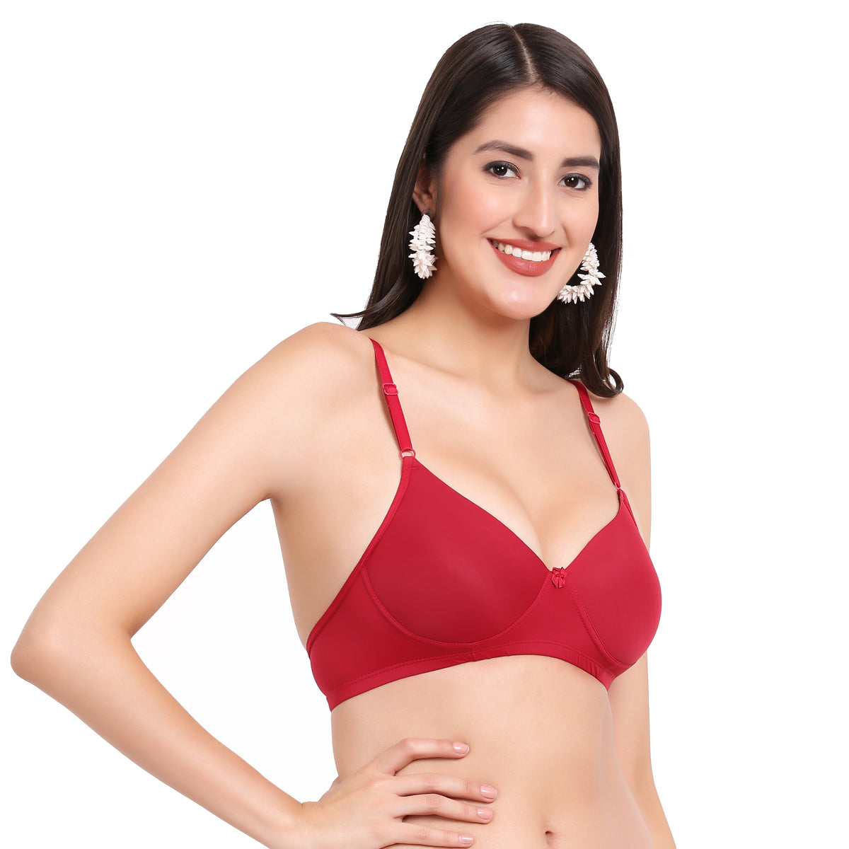 Cotton Lycra Lightly Padded Bra - Royal Maroon - Image 3