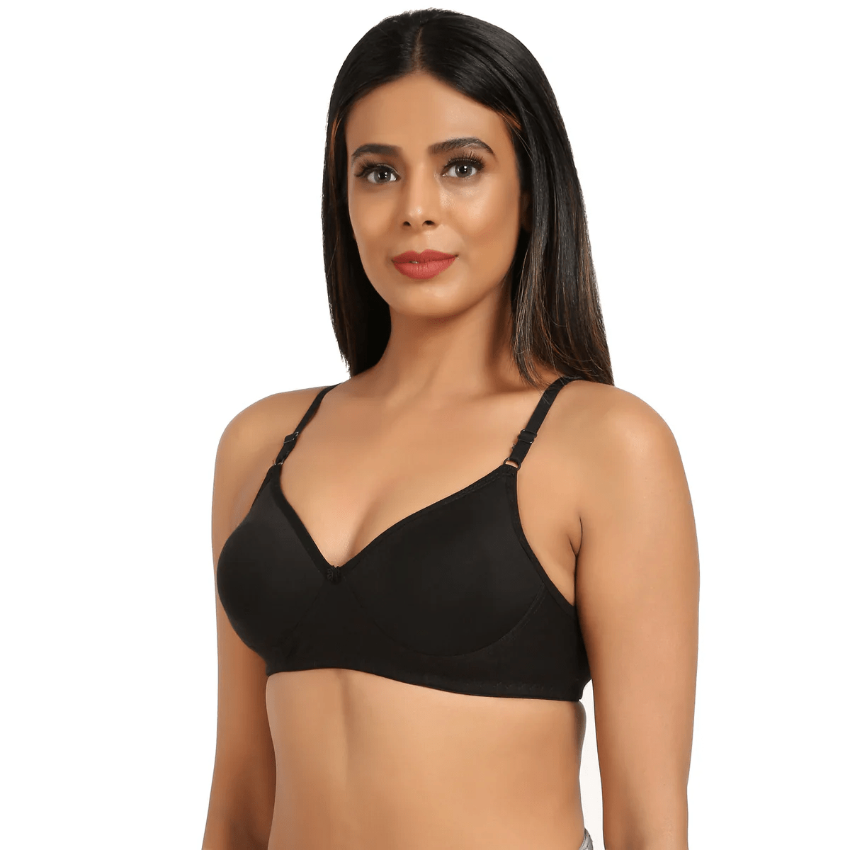 Cotton Lycra Lightly Padded Bra - Midnight Black - Image 5