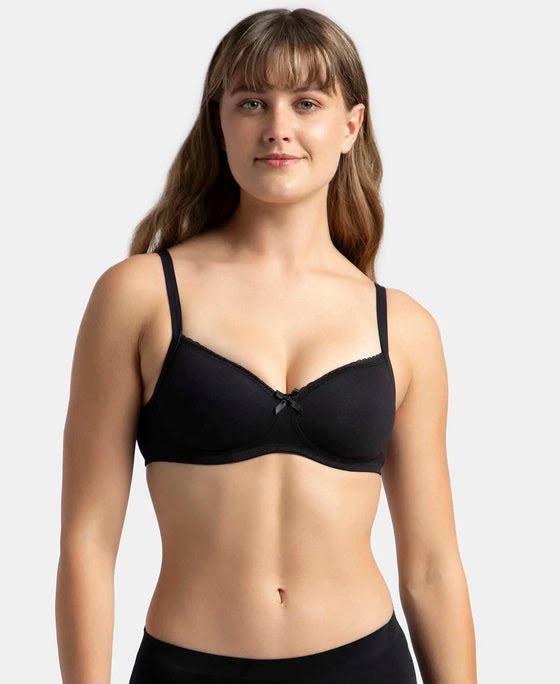Bamboo Delicate Floral Lace Wired Padded Bra - Image 3