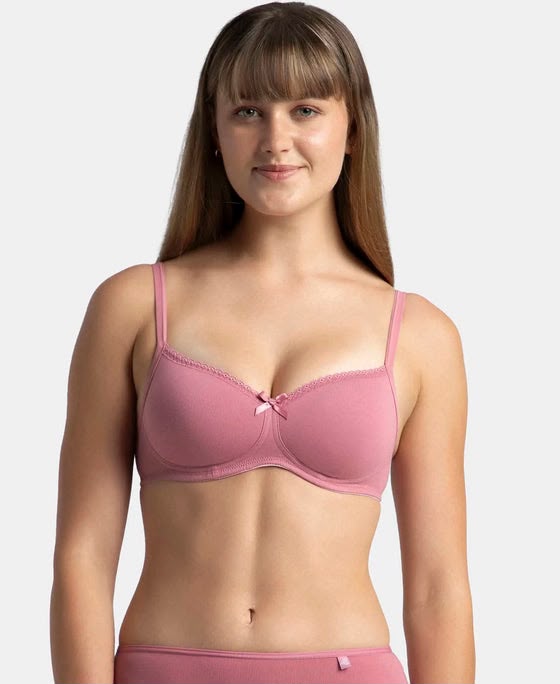 Bamboo Delicate Floral Lace Wired Padded Bra - Image 5