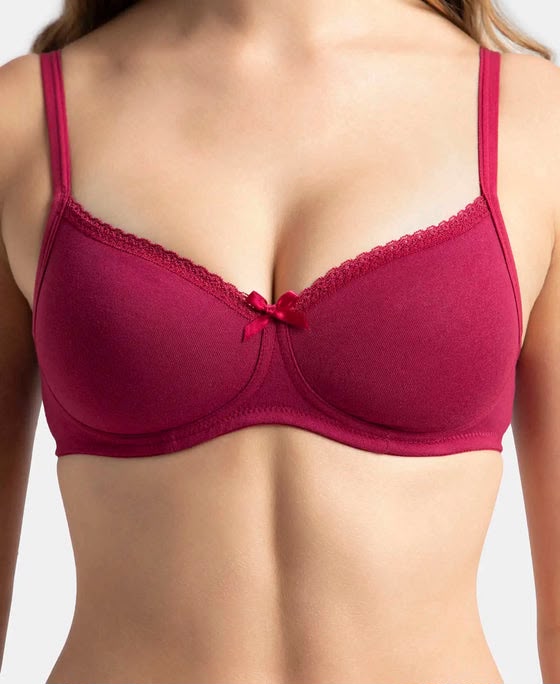 Bamboo Delicate Floral Lace Wired Padded Bra - Image 11