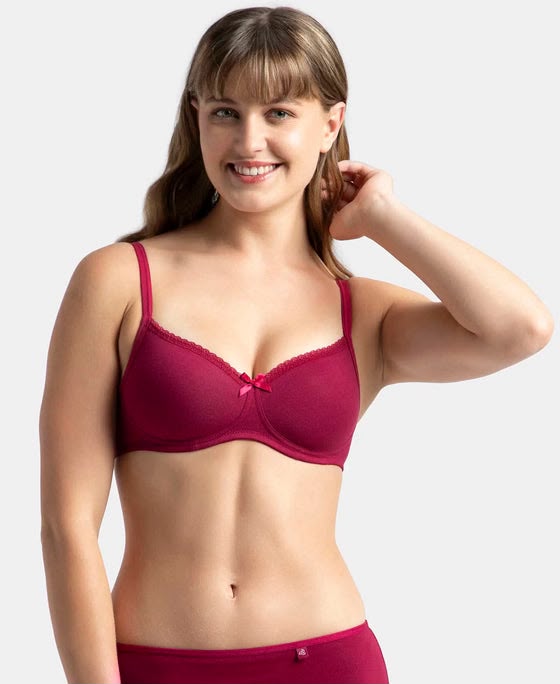 Bamboo Delicate Floral Lace Wired Padded Bra - Image 14